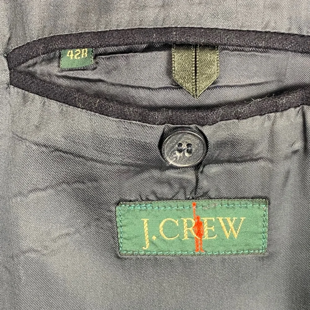 Vintage J.Crew Oarsman Cashmere Blazer Sport Coat Mens 42R Black 90s Academia